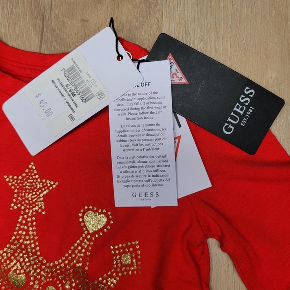 23. Guess "Sweet Princess" 2pc outfit.  Ages 6 to 9 months. - Picture 4 of 4